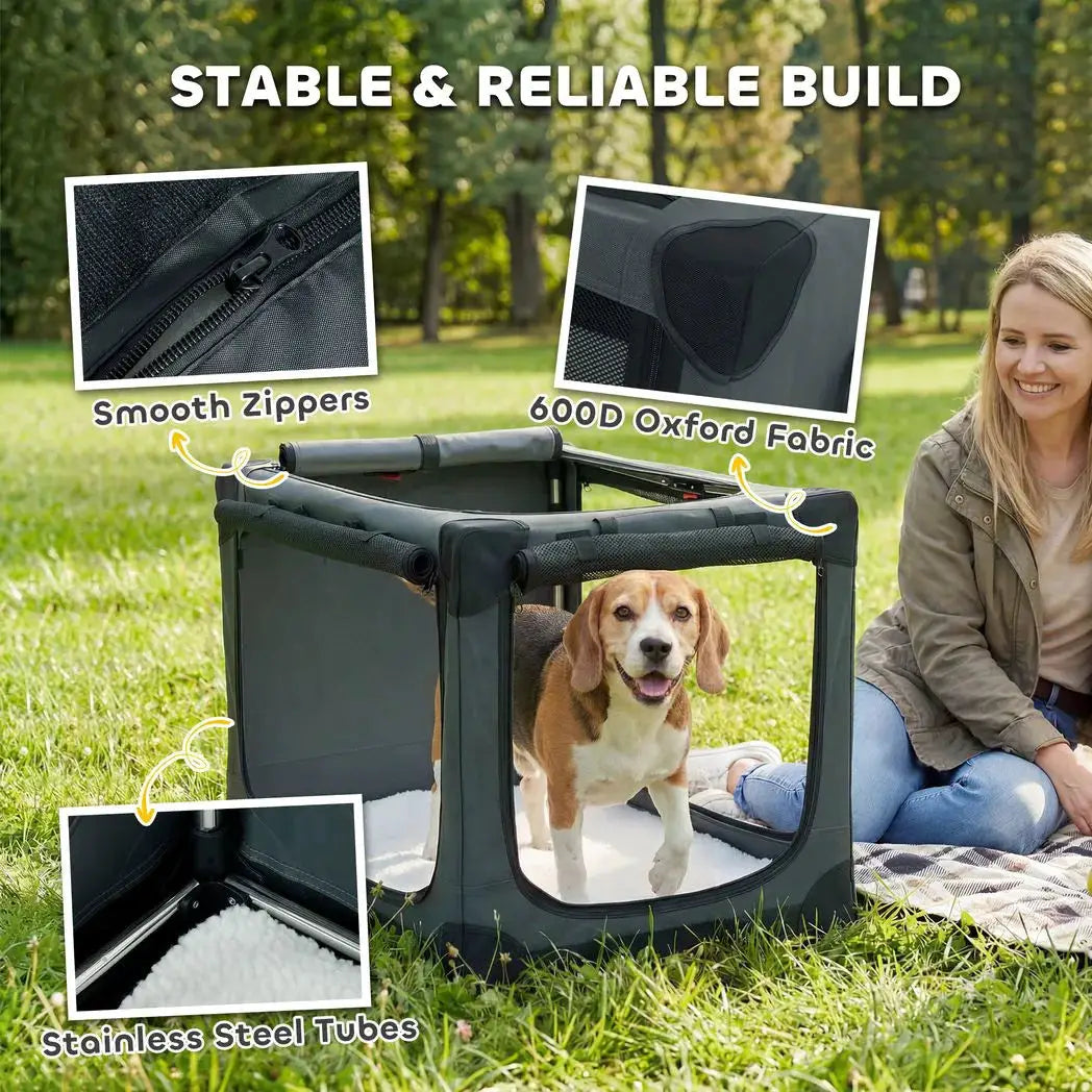 PawHut Soft Dog Crate Pet Travel Crate 76 x 54 x 54 cm with Removable Pad Mesh Window Army Green - from PawHut