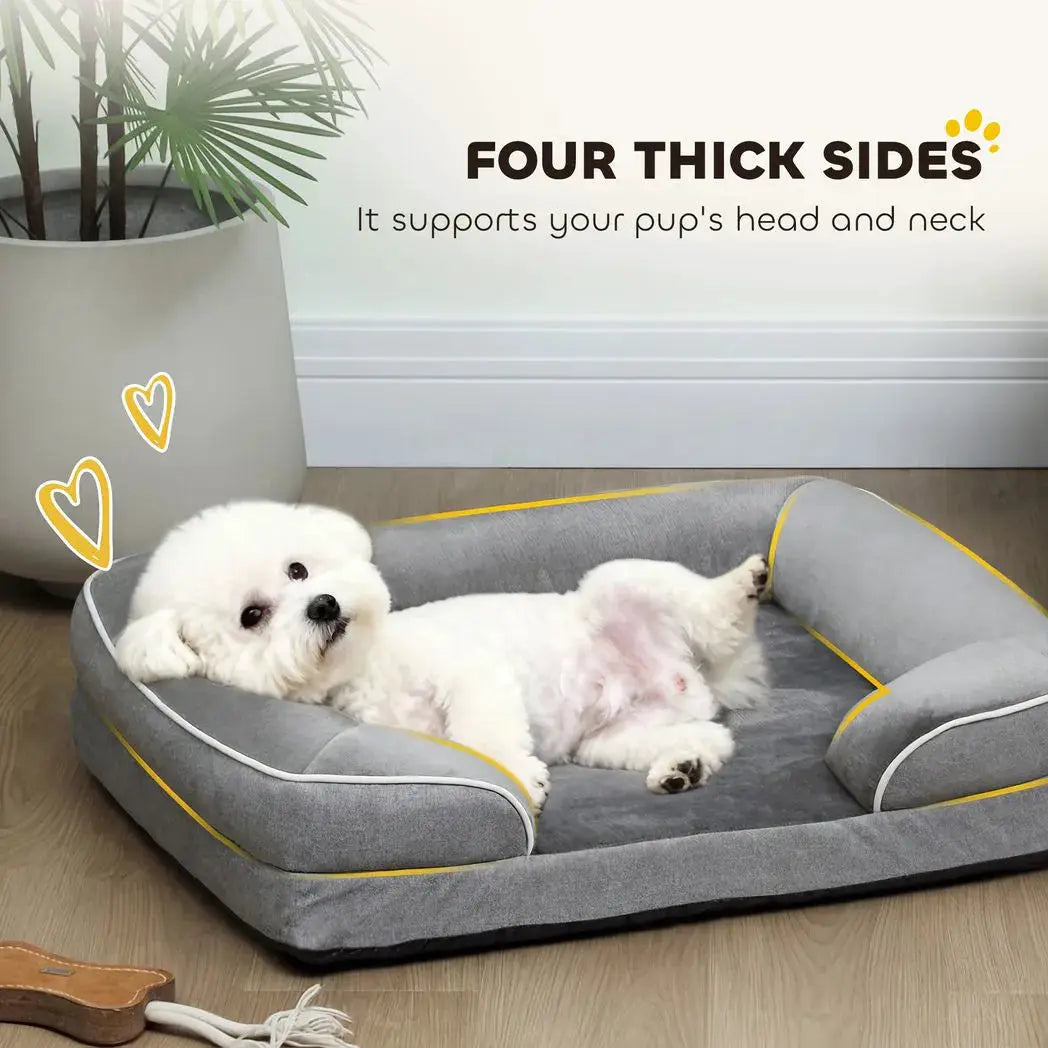 PawHut Dog Sofa Bed, Washable Pet Bed with Removable Cover and Non-Slip Bottom for Cats and Small Dogs, Grey - from PawHut