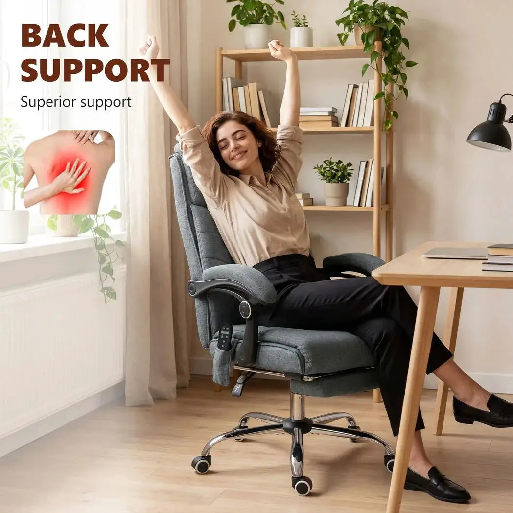 Vinsetto High Back Vibration Massage Office Chair with Footrest, Heated, Grey - from Vinsetto