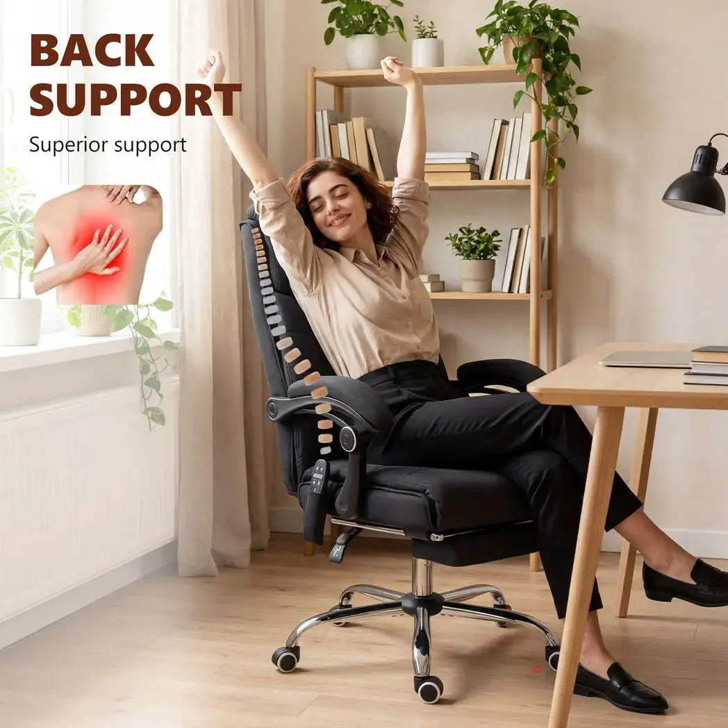 Vinsetto High Back Vibration Massage Office Chair with Footrest, Heated, Black - from Vinsetto