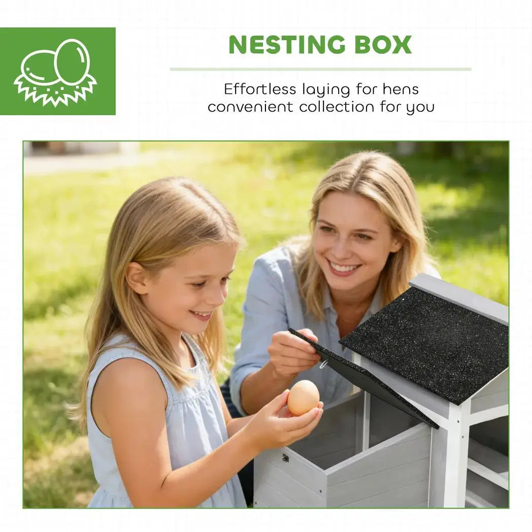 PawHut Wooden Chicken Coop with Pull-Out Tray Nesting Box for 1-2 Chickens - from PawHut