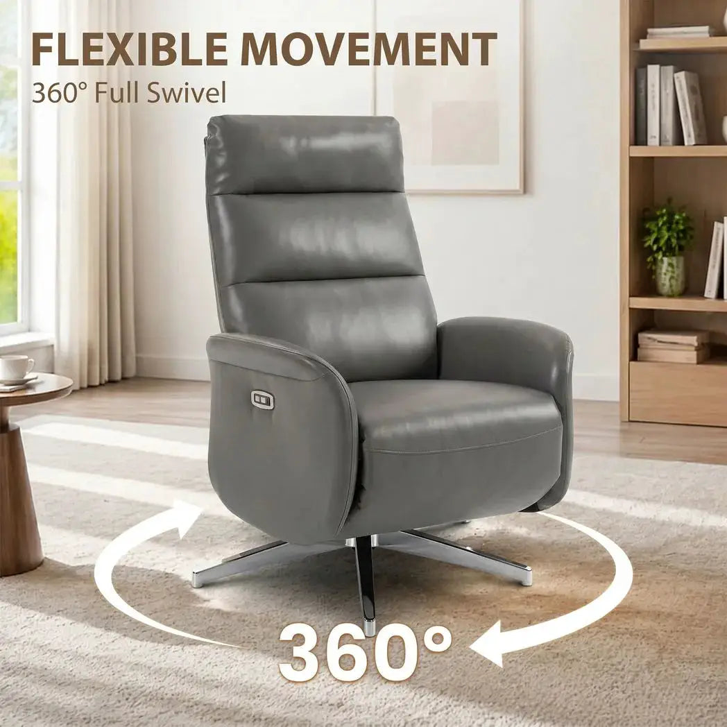HOMCOM Power Recliner Chair, Swivel Electric Reclining Chair with Type C?, Recliner Armchair with Footrest, Dark Grey - from HOMCOM