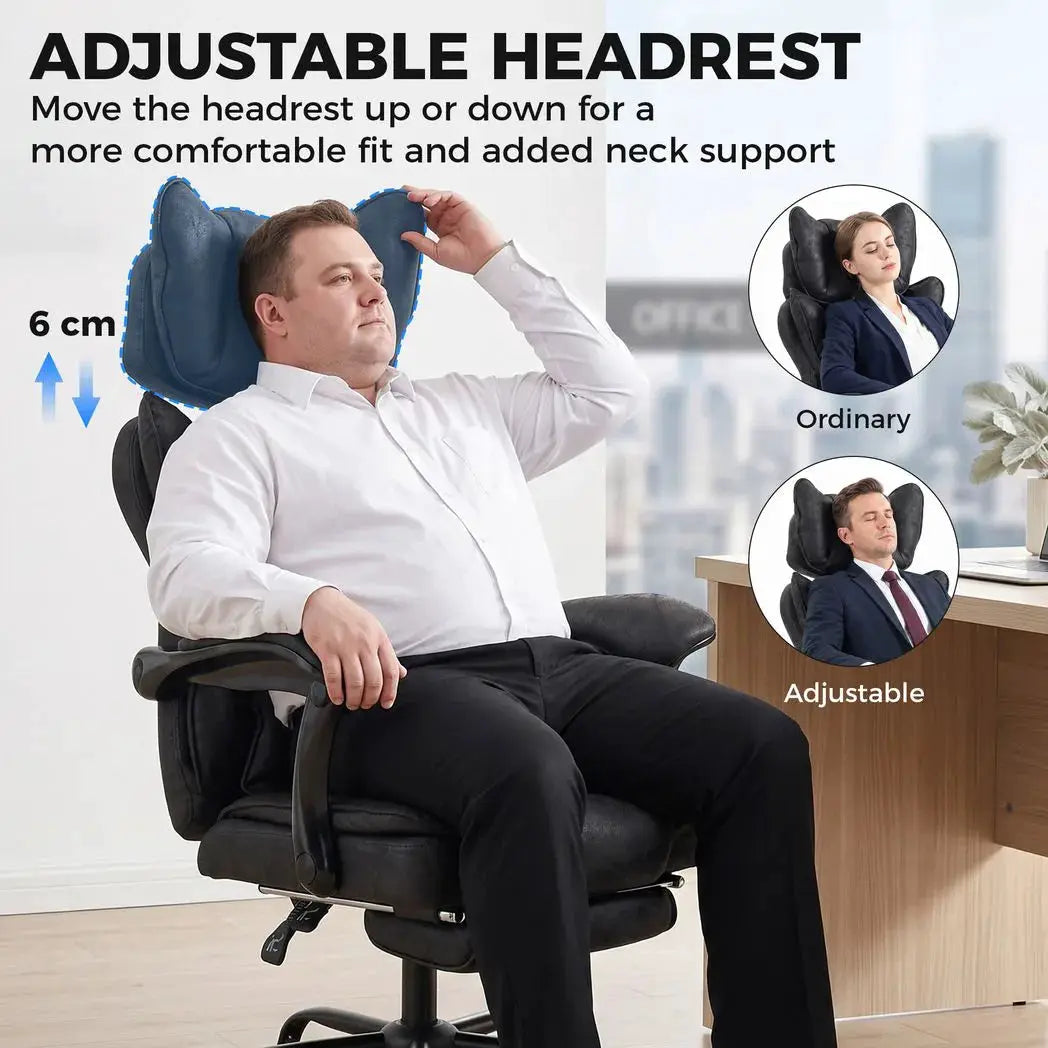 HOMCOM Executive Office Chair, Leathaire Big and Tall Office Chair 180 kg with Wide Seat, Reclining, Lumbar Support, Black - from HOMCOM