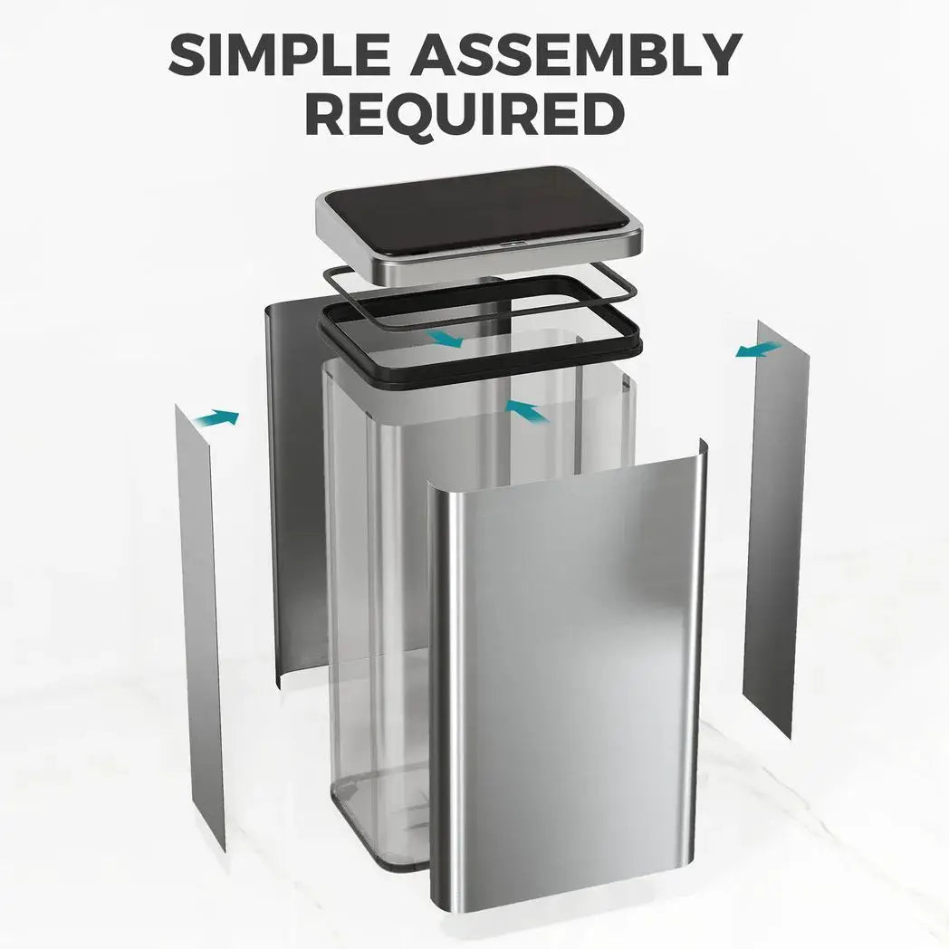 HOMCOM 50L Sensor Bin with Soft-Close Lid, Stainless Steel Automatic Touchless Motion Sensor Kitchen Bin, Silver Tone - from HOMCOM