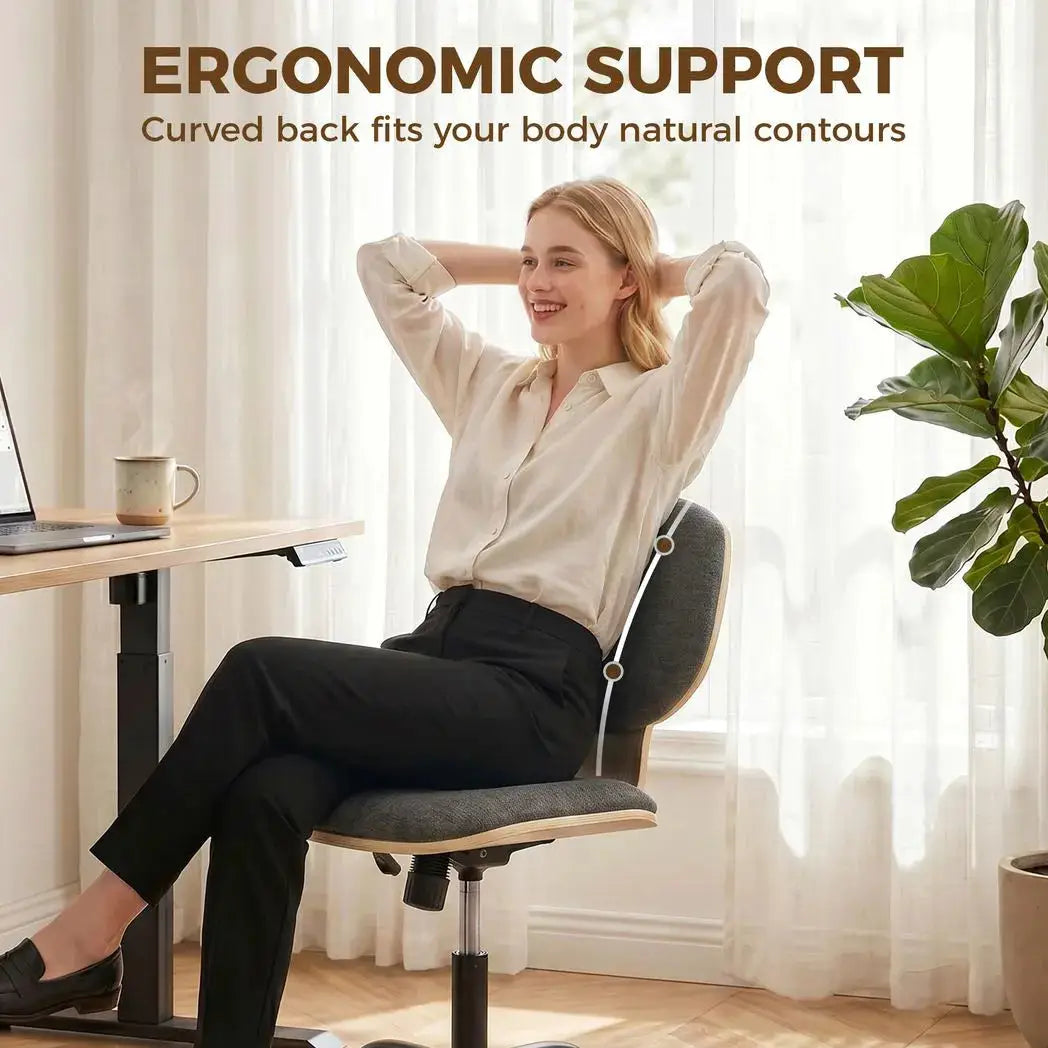 HOMCOM Home Office Desk Chair Rocking Function Ergonomic Swivel Chair with PU Wheels, Grey - from HOMCOM