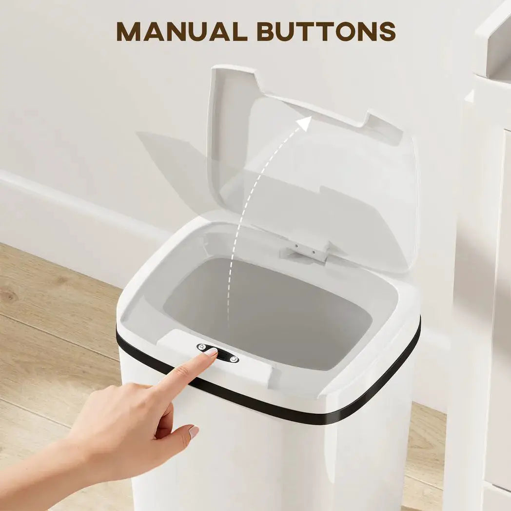 HOMCOM 15L Sensor Bin, Automatic Touchless Kitchen Bin, Easy Clean, Battery Operated for Home Office, Bedroom, Bathroom, White - from HOMCOM