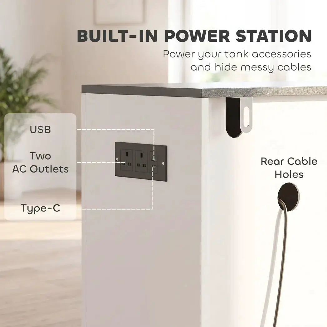 PawHut Fish Tank Stand, 20-29 Gallon Aquarium Stand with Cabinet Storage, Power Outlets and Anti-Tip Kit, White - from PawHut