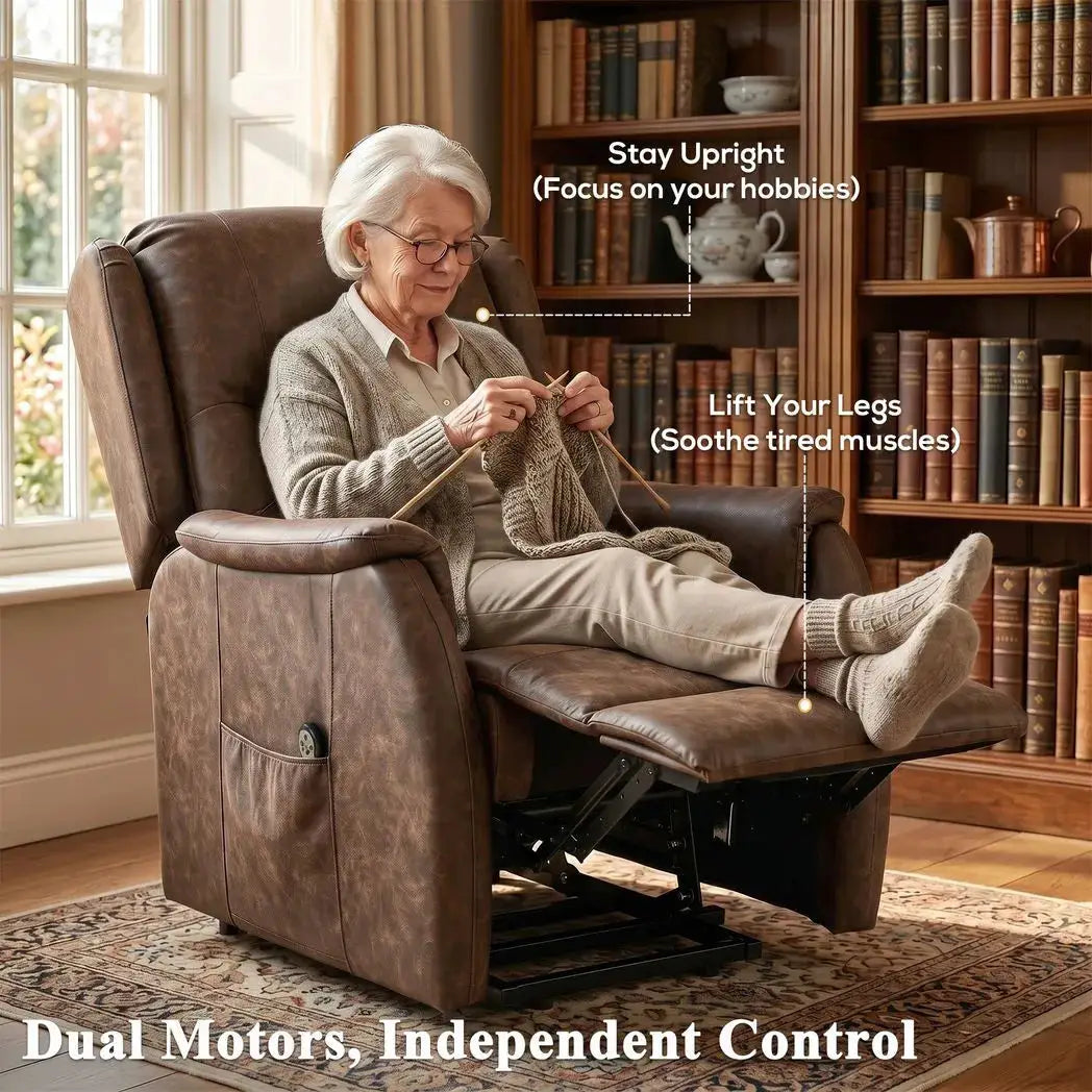 HOMCOM Power Lift Recliner Chair, Dual Motor Electric Lift Chair for Elderly with Remote Control, Brown - from HOMCOM