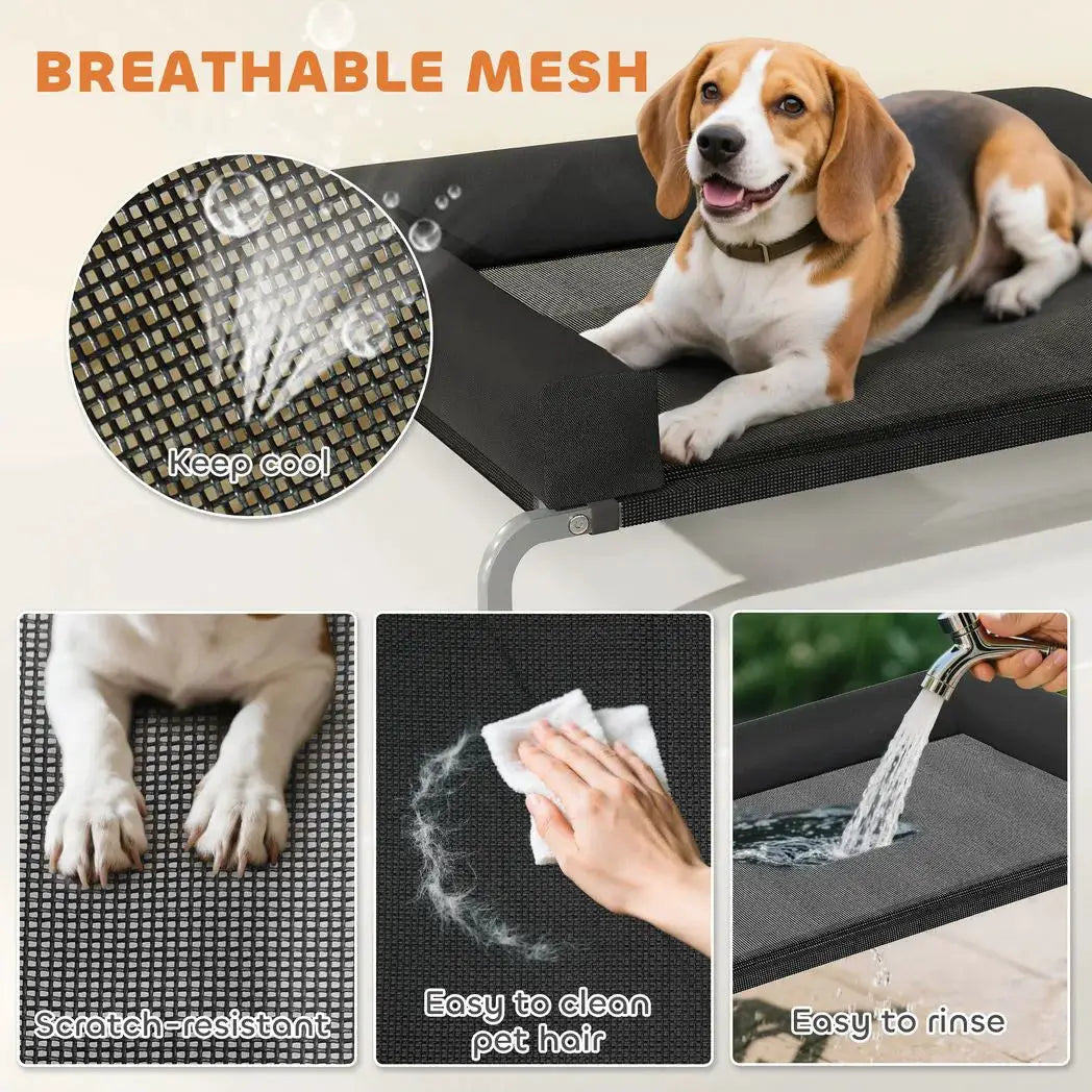 PawHut Elevated Dog Bed with Removable Bolsters, Raised Dog Bed for Medium Breeds, Portable Indoor & Outdoor Pet Cots, Black - from PawHut