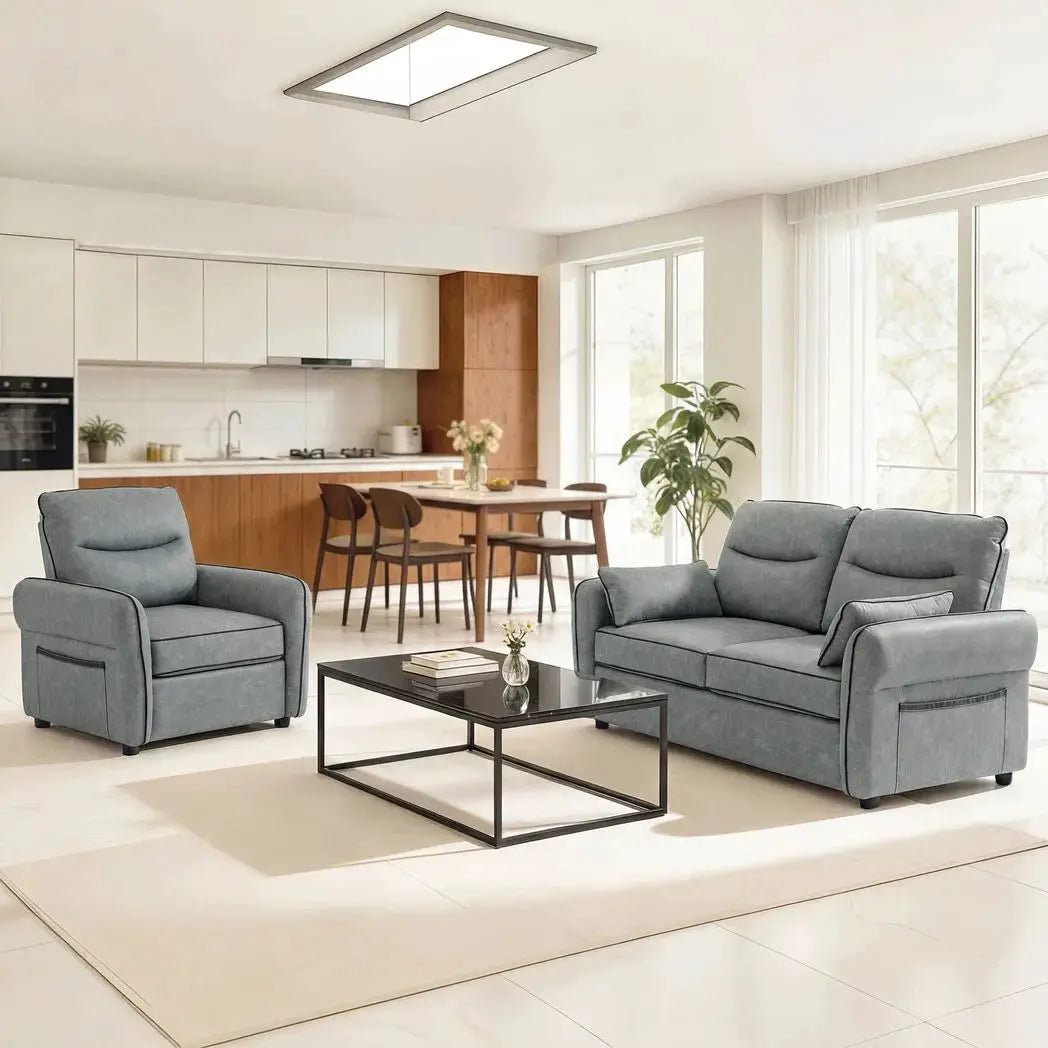 HOMCOM Accent Chair, Faux Leather Armchair - Grey - from HOMCOM