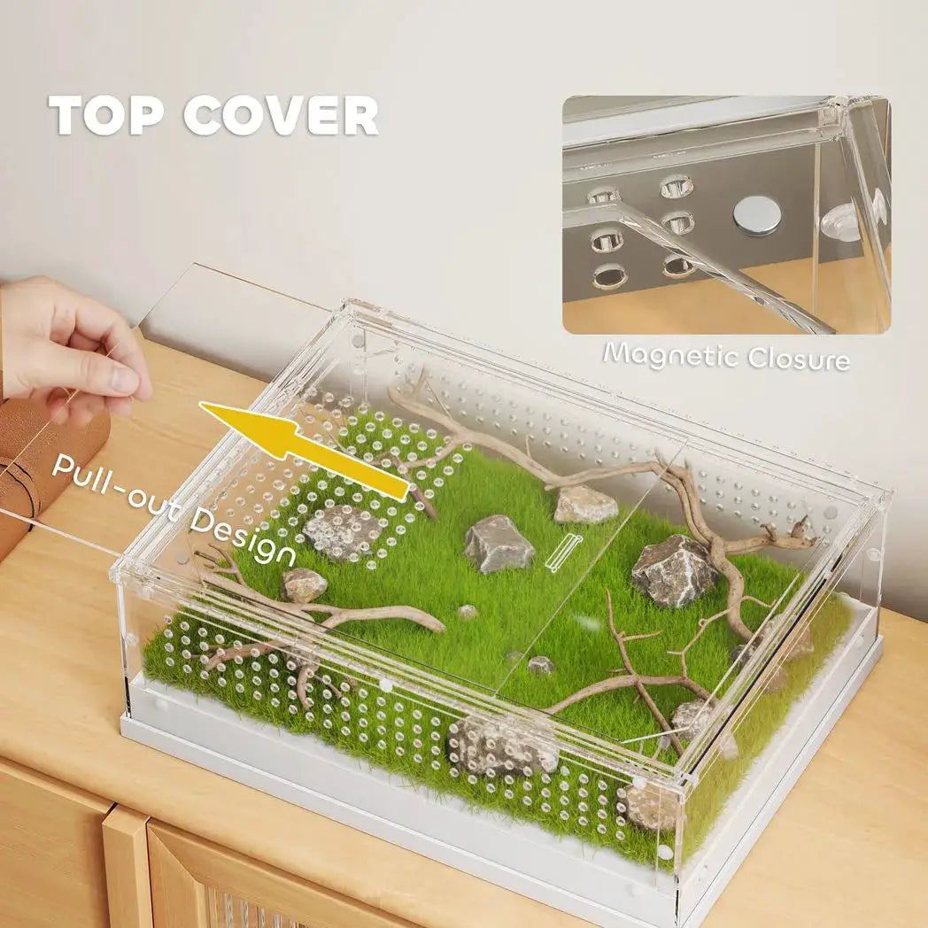 PawHut Acrylic Reptile Terrarium with Top Sliding Door, Vents, for Snake, Frog, Spider, Gecko, Tarantula, 40 x 30 x 15 cm - from PawHut