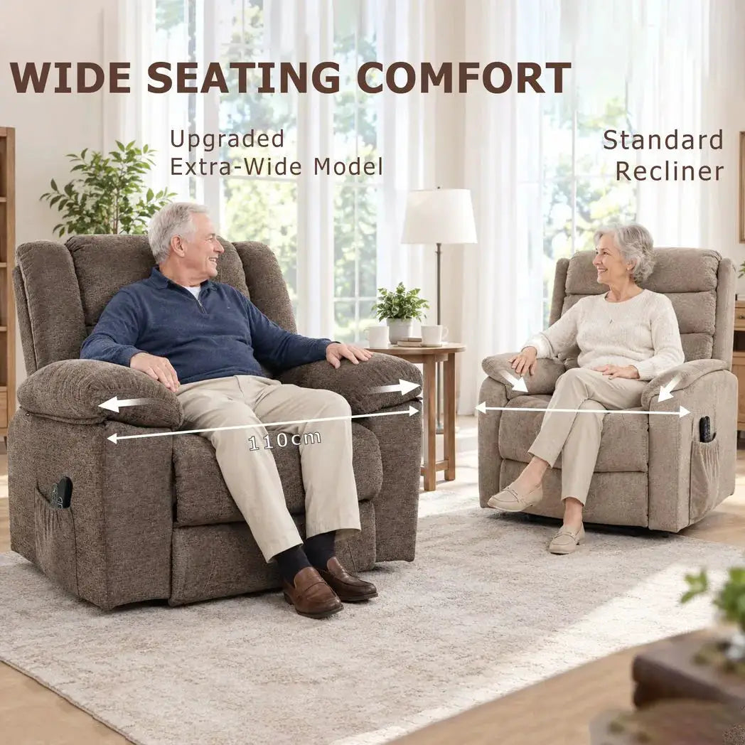 HOMCOM Oversized Riser Recliner Chair with Massage and Heat, Power Lift Recliner for Elderly with Wide Seat and Back, Brown - from HOMCOM