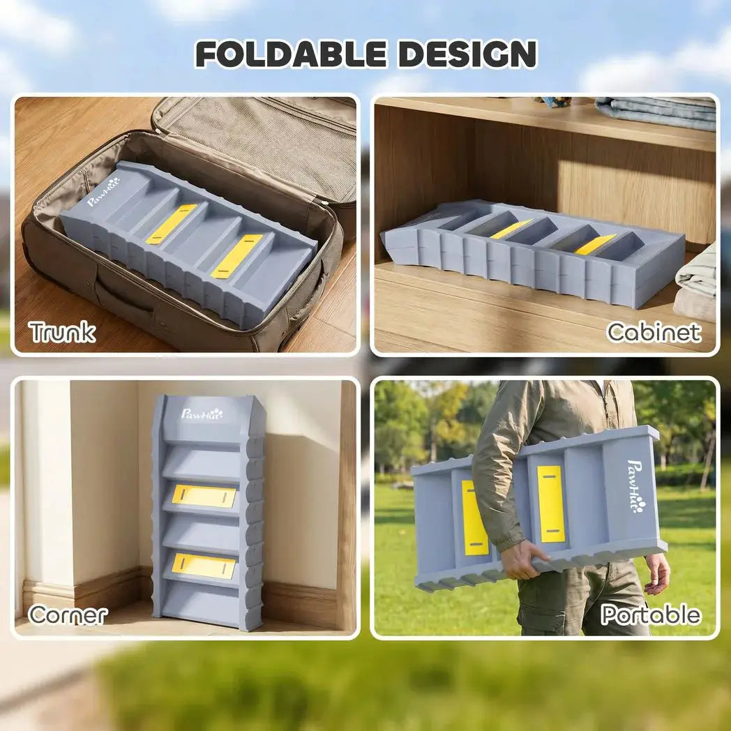 PawHut Dog Car Ramp with Anti-Slip Steps, 10-Steps Pet Stairs for Pets to Access Cars and High Beds, Grey - from PawHut