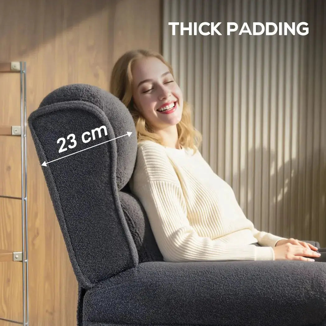 HOMCOM 132° Recliner Armchair, with Extended Footrest - Dark Grey - from HOMCOM