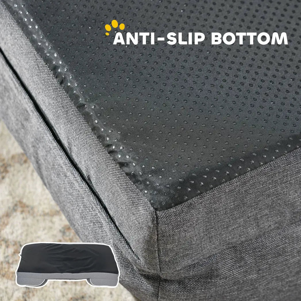 PawHut Dog Sofa Bed, Washable Pet Bed with Removable Cover and Non-Slip Bottom for Cats, Small and Medium Dogs, Grey - from PawHut
