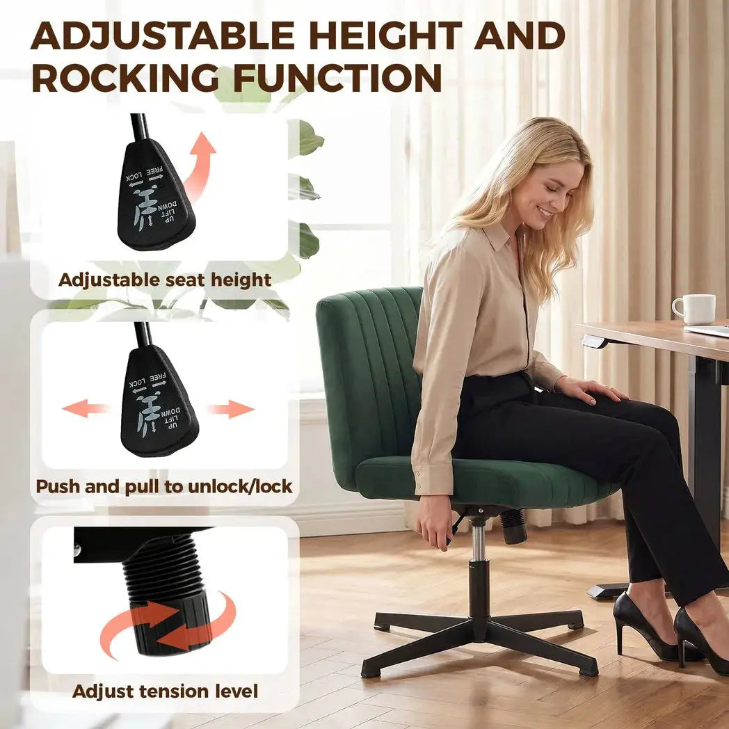 HOMCOM Flannel Criss Cross Legged Desk Chair, Armless Office Chair No Wheels, Green - from HOMCOM