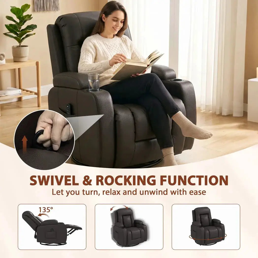 HOMCOM PU Leather Recliner Chair, Recliner Armchair with Extended Footrest, Cup Holders and Side Pockets, Dark Brown - from HOMCOM