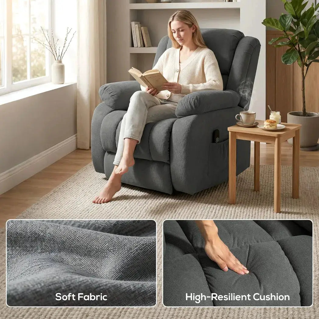 HOMCOM Recliner Armchair Lift Chair, Electric Recliner Chair with Vibration Massage and Heat, Wide Seat, USB Port, Grey - from HOMCOM