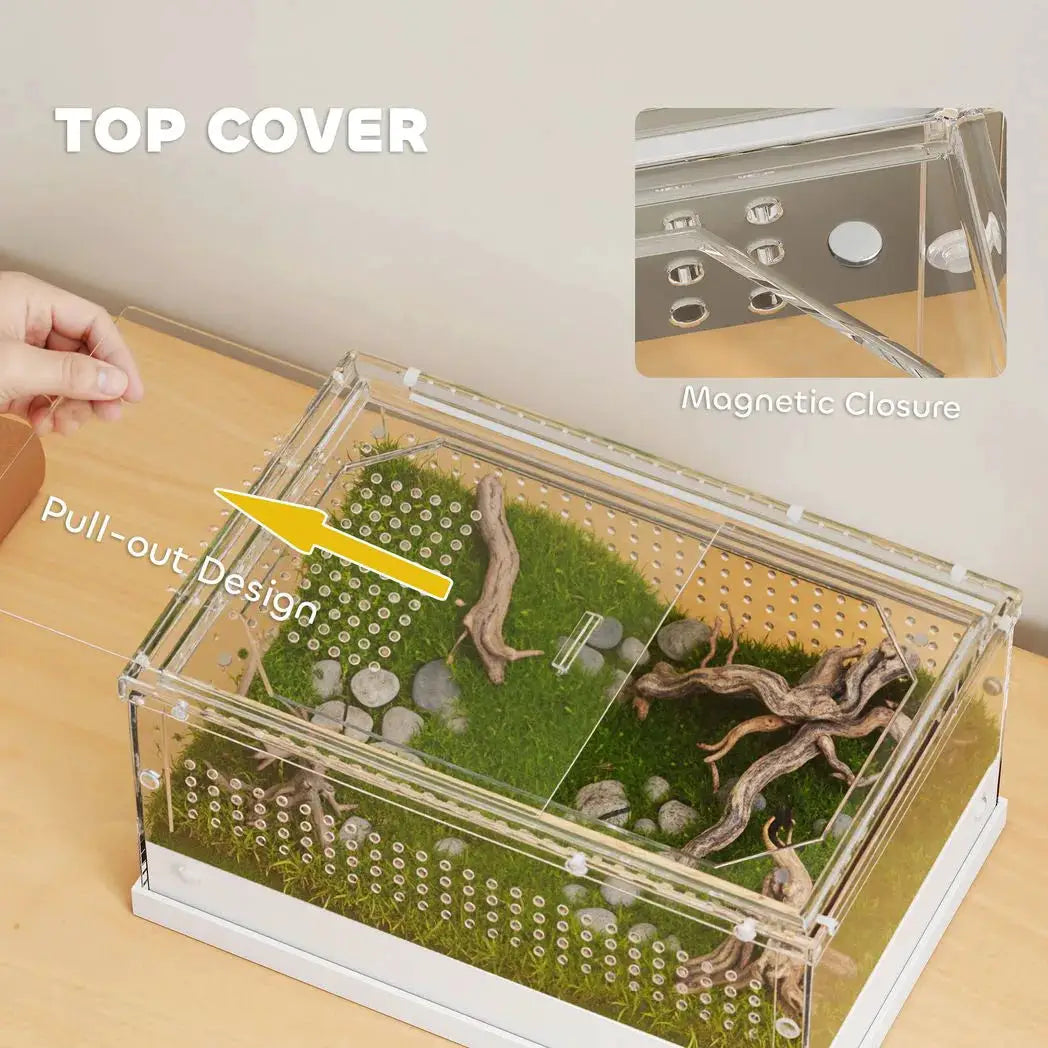 PawHut Acrylic Reptile Terrarium with Top Sliding Door, Vents, for Snake, Frog, Spider, Gecko, Tarantula, 30 x 20 x 15 cm - from PawHut