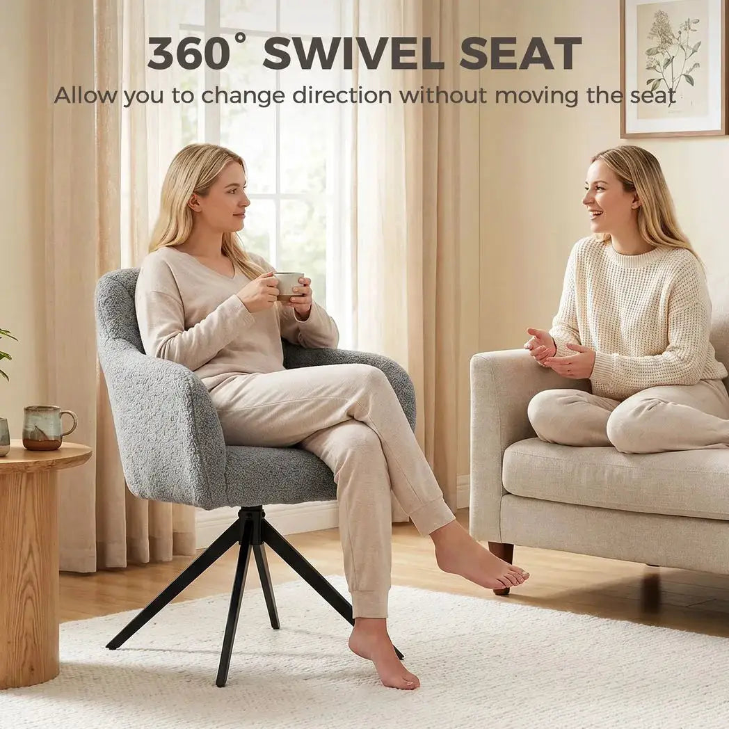 HOMCOM 360 Degree Swivel Accent Chair, Teddy Fleece Armchair, Grey - from HOMCOM