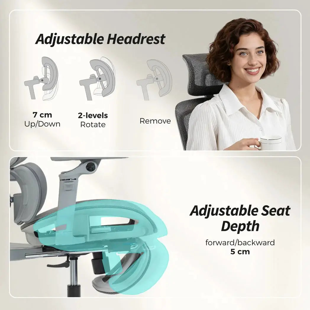 HOMCOM Ergonomic Office Chair, High Back Mesh Desk Chair, Grey - from HOMCOM