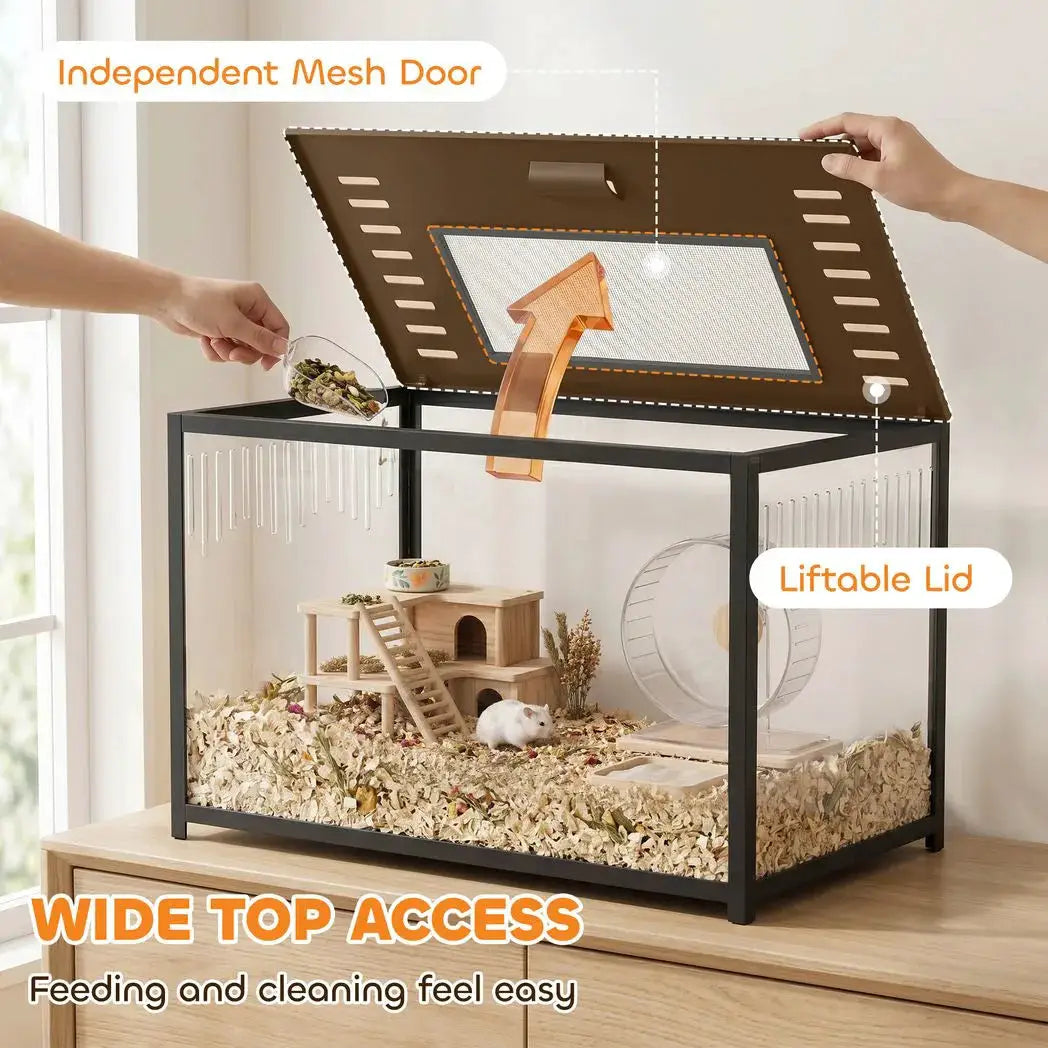 PawHut Hamster Cage, Chewproof Metal Rat Cage with Deep Base, Openable Top for Syrian Dwarf Hamster, Gerbil, 80 x 45 x 50.5 cm - from PawHut