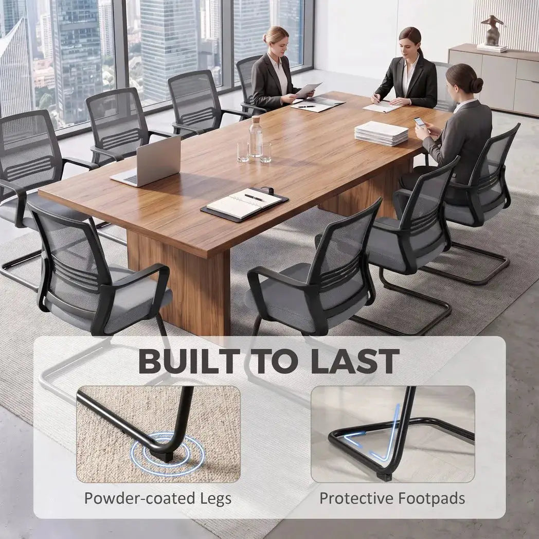 HOMCOM Padded Meeting Office Chair, Ergonomic Desk Chair No Wheels with Sled Base for Bedroom, Waiting, Reception, Dark Grey - from HOMCOM