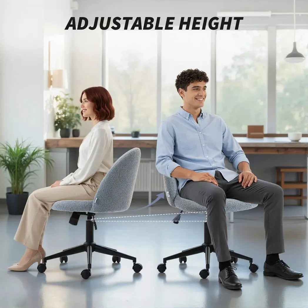 HOMCOM Teddy Fleece Office Chair with Wheels - Grey - from HOMCOM