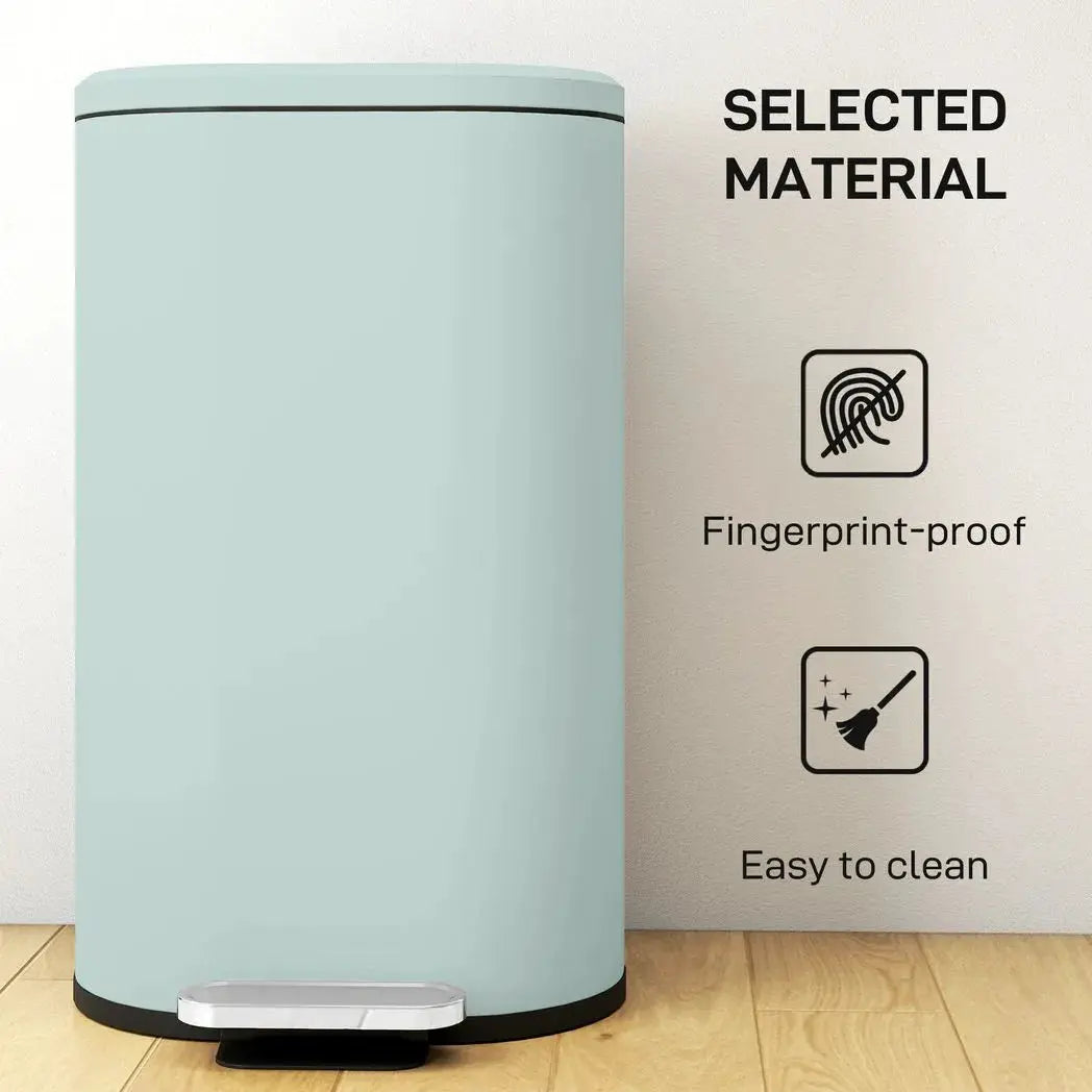 HOMCOM 30 L Modern Curved Kitchen Bin - Green - from HOMCOM