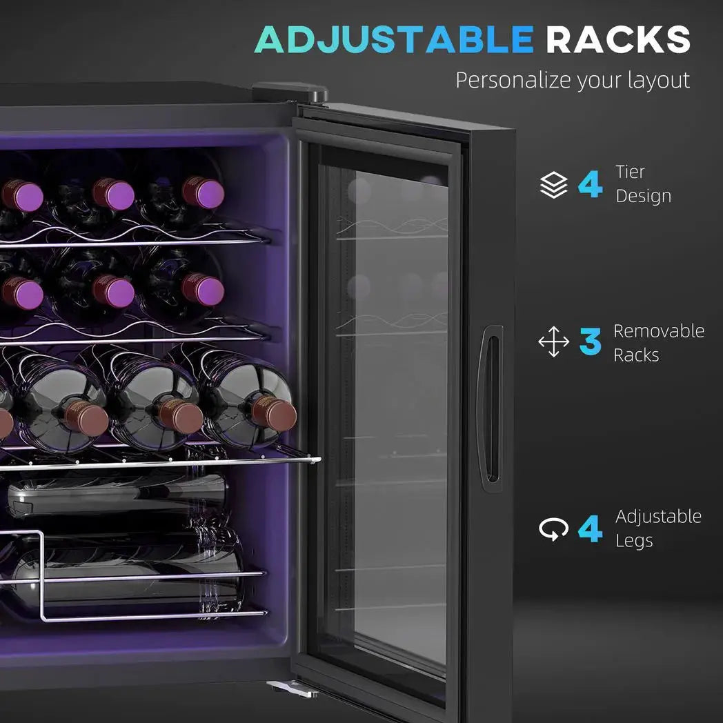 HOMCOM 42L 16-Bottle Wine Cooler Fridge - Black - from HOMCOM