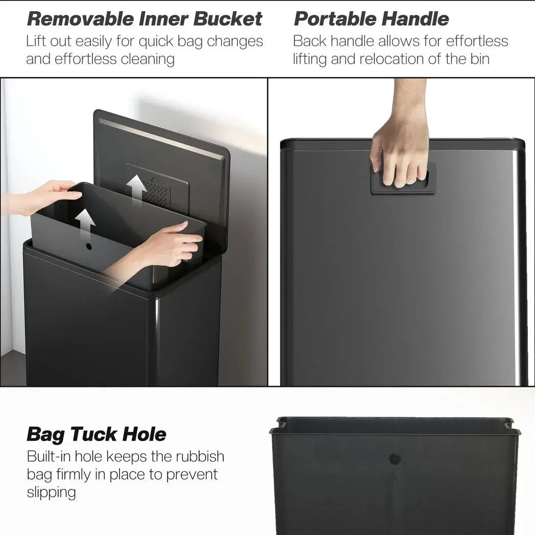 HOMCOM 45L Kitchen Bin, Pedal Bin with Soft-Close and Stay-Open Lid, Removable Inner Bucket, Odor Control for Kitchen, Office - from HOMCOM