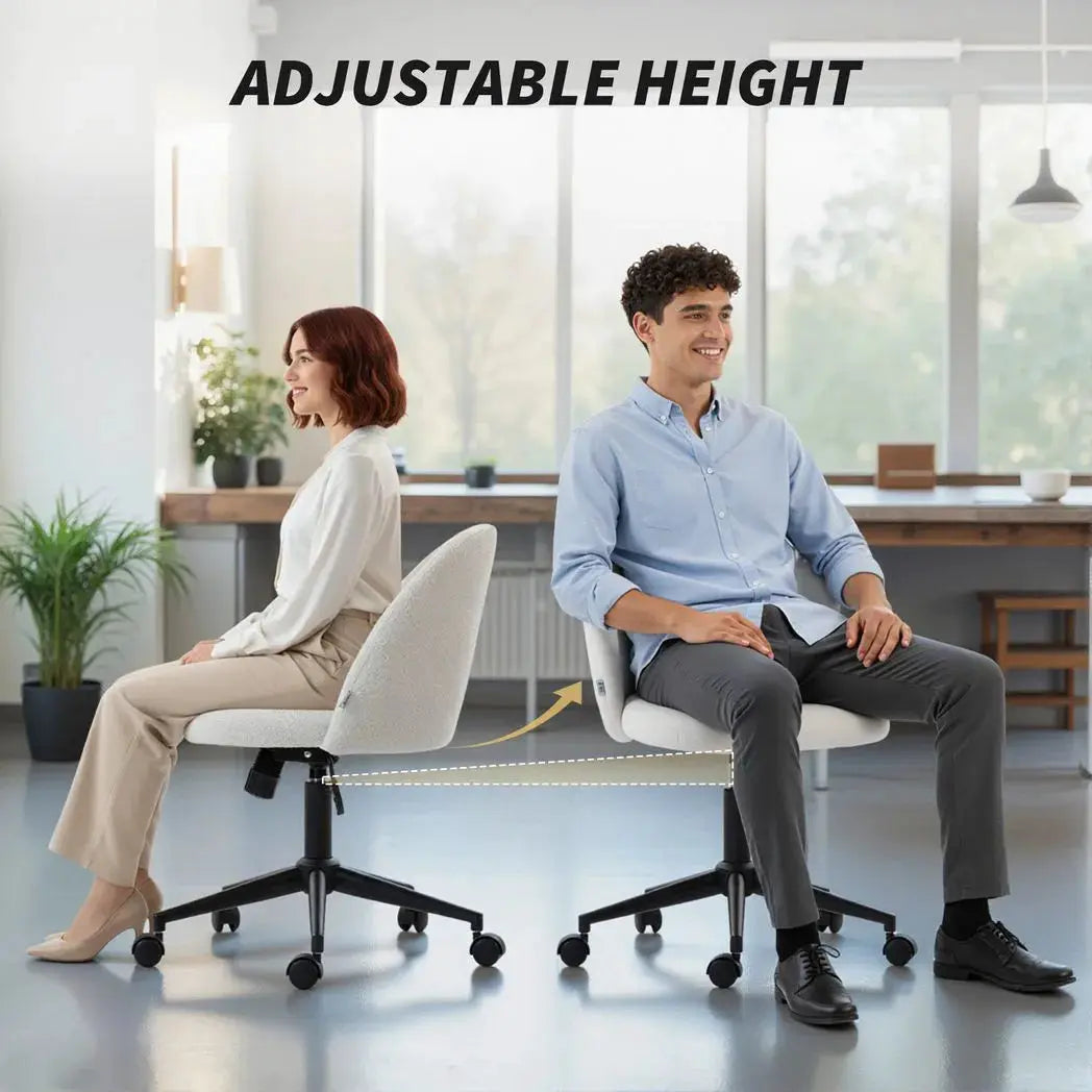 HOMCOM Teddy Fleece Office Chair with Wheels - Cream White - from HOMCOM