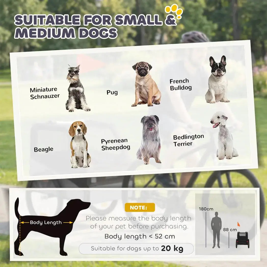 PawHut Dog Bike Trailer, Dog Cart Bicycle Carrier for Small and Medium Pets with 20" Inflatable Rubber Wheels, Grey - from PawHut
