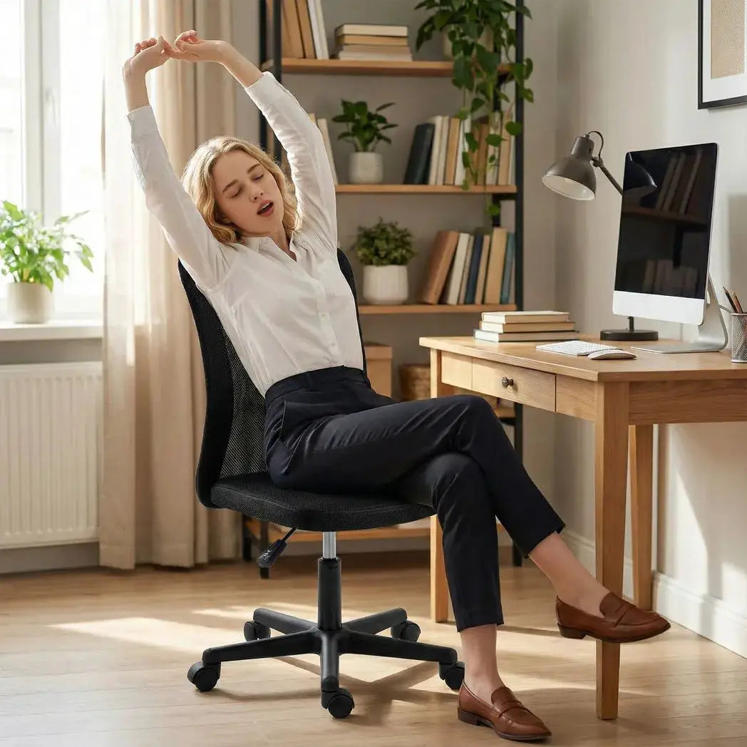 Vinsetto Computer Desk Chair, Armless Mesh Office Chair with Adjustable Height and Rolling Wheels, Black - from Vinsetto