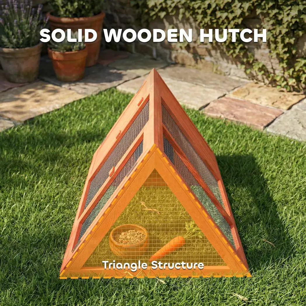 PawHut Rabbit Hutch, Wooden Guinea Pig Hutch with Run and Doors, Outdoor Triangle Bunny House for Rabbits,Duck and Chicken - from PawHut