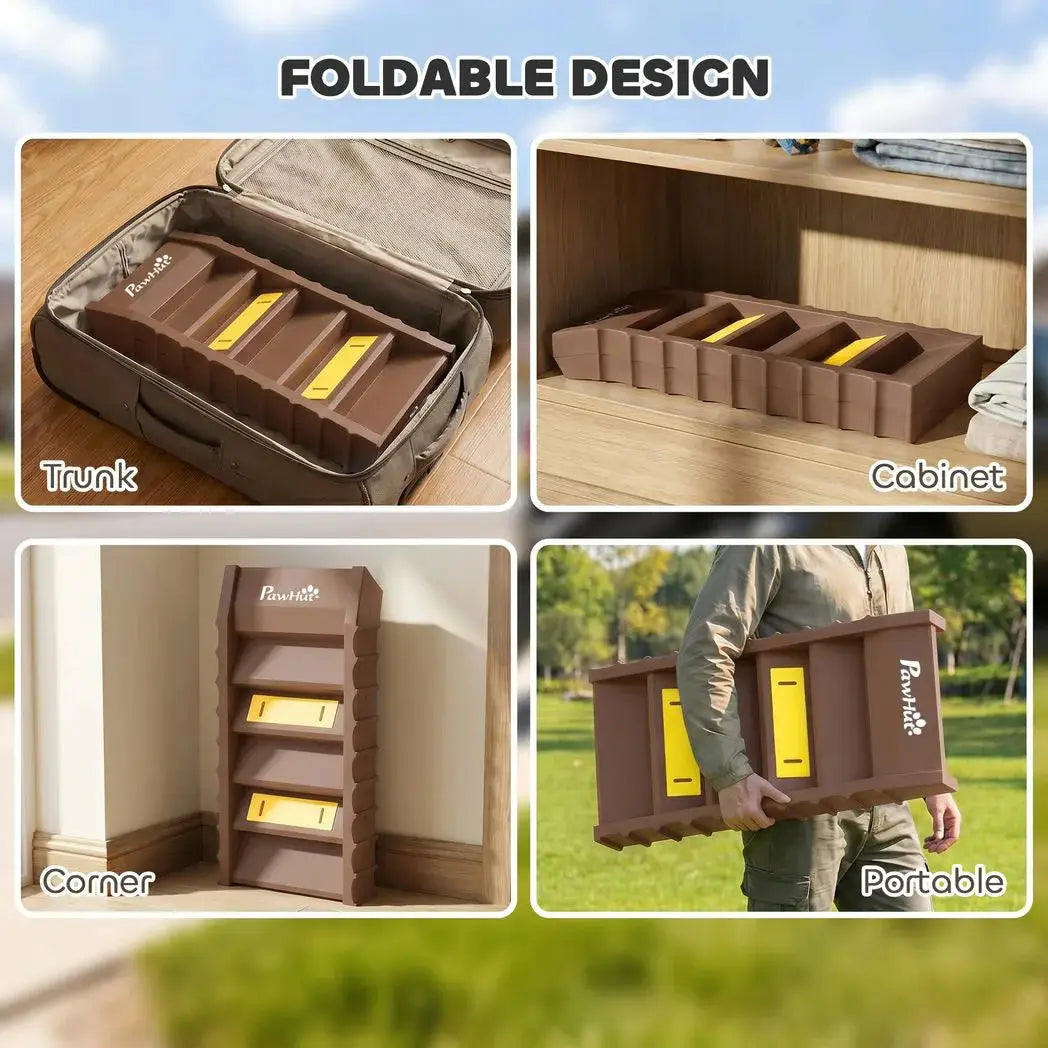 PawHut Dog Car Ramp with Anti-Slip Steps, 10-Steps Pet Stairs for Pets to Access Cars and High Beds, Brown - from PawHut