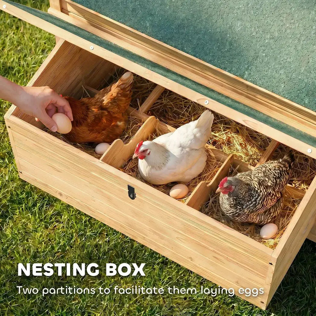 PawHut Chicken Coop, Wooden Outdoor Hen House with Nesting Box, Openable Waterproof Top, Pull-Out Tray, 150 x 100 x 97cm - from PawHut