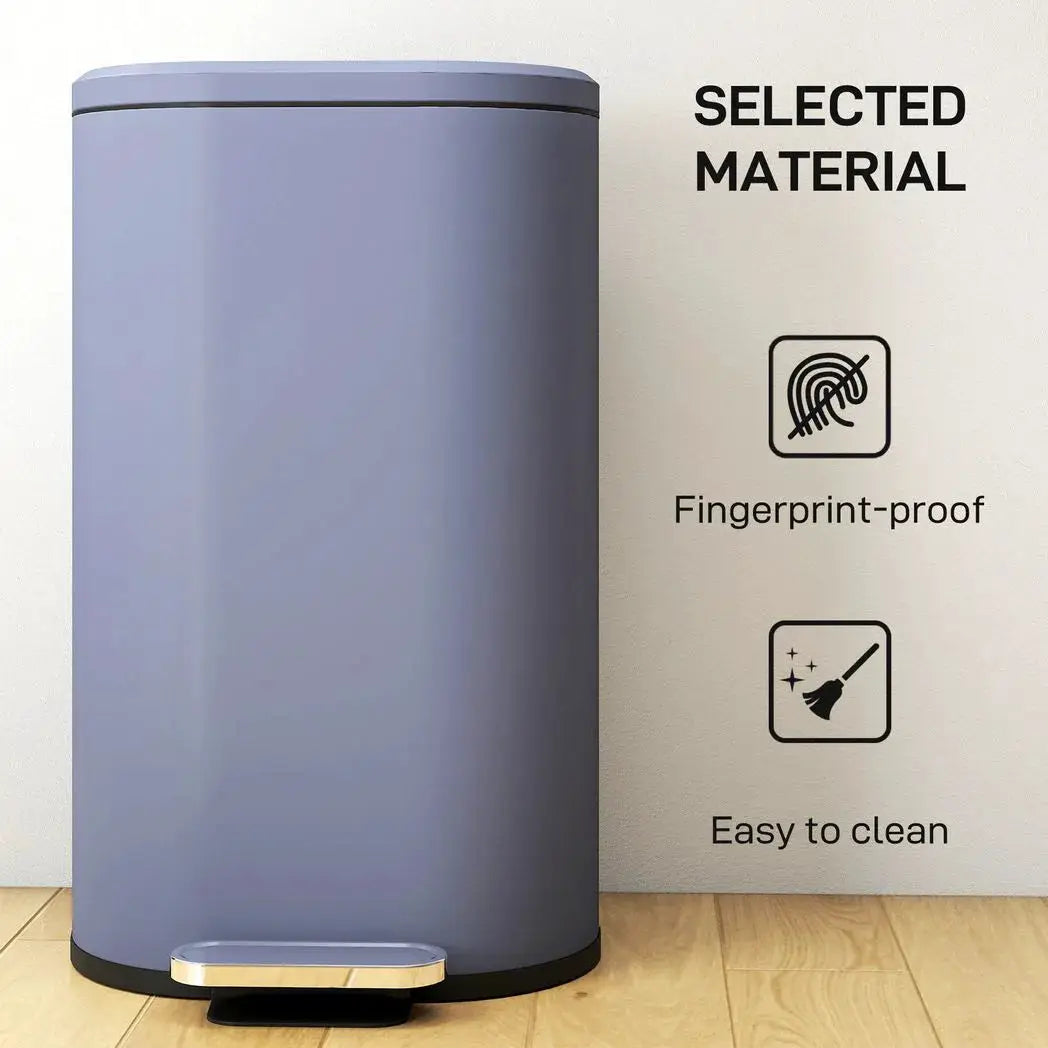 HOMCOM 30 L Modern Curved Kitchen Bin - Grey - from HOMCOM