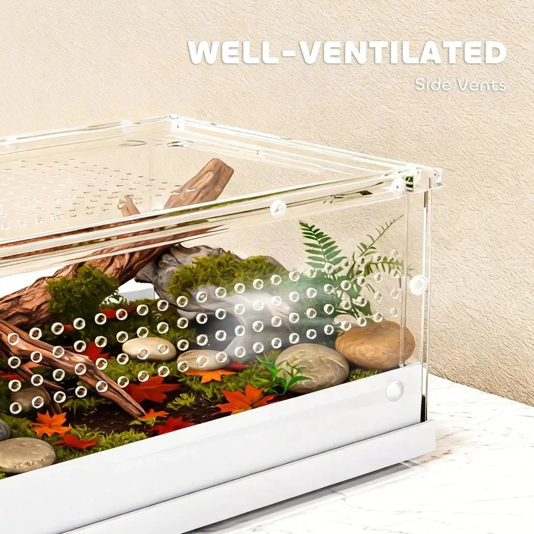 PawHut Acrylic Reptile Terrarium with Top Sliding Door, Vents, for Snake, Frog, Spider, Gecko, Tarantula, 40 x 30 x 15 cm - from PawHut