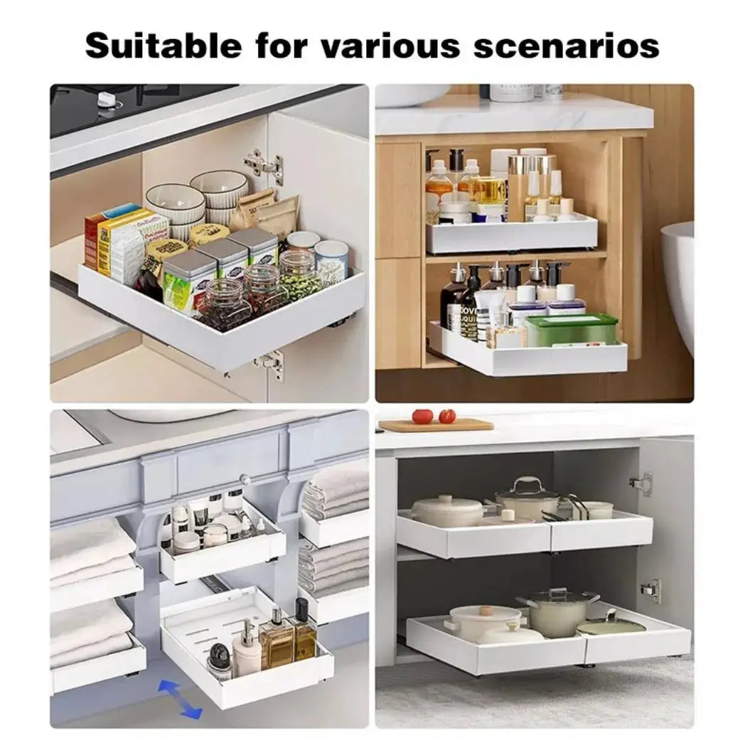 Pull Out Cabinet Organizer Slide Out Drawer Storage Shelves Extendable Kitchen - from N/A