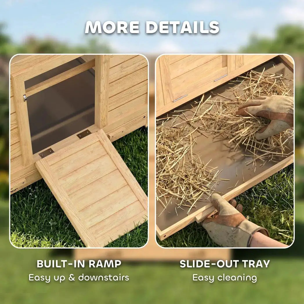 PawHut Chicken Coop, Wooden Outdoor Hen House with Nesting Box, Openable Waterproof Top, Pull-Out Tray, 150 x 100 x 97cm - from PawHut
