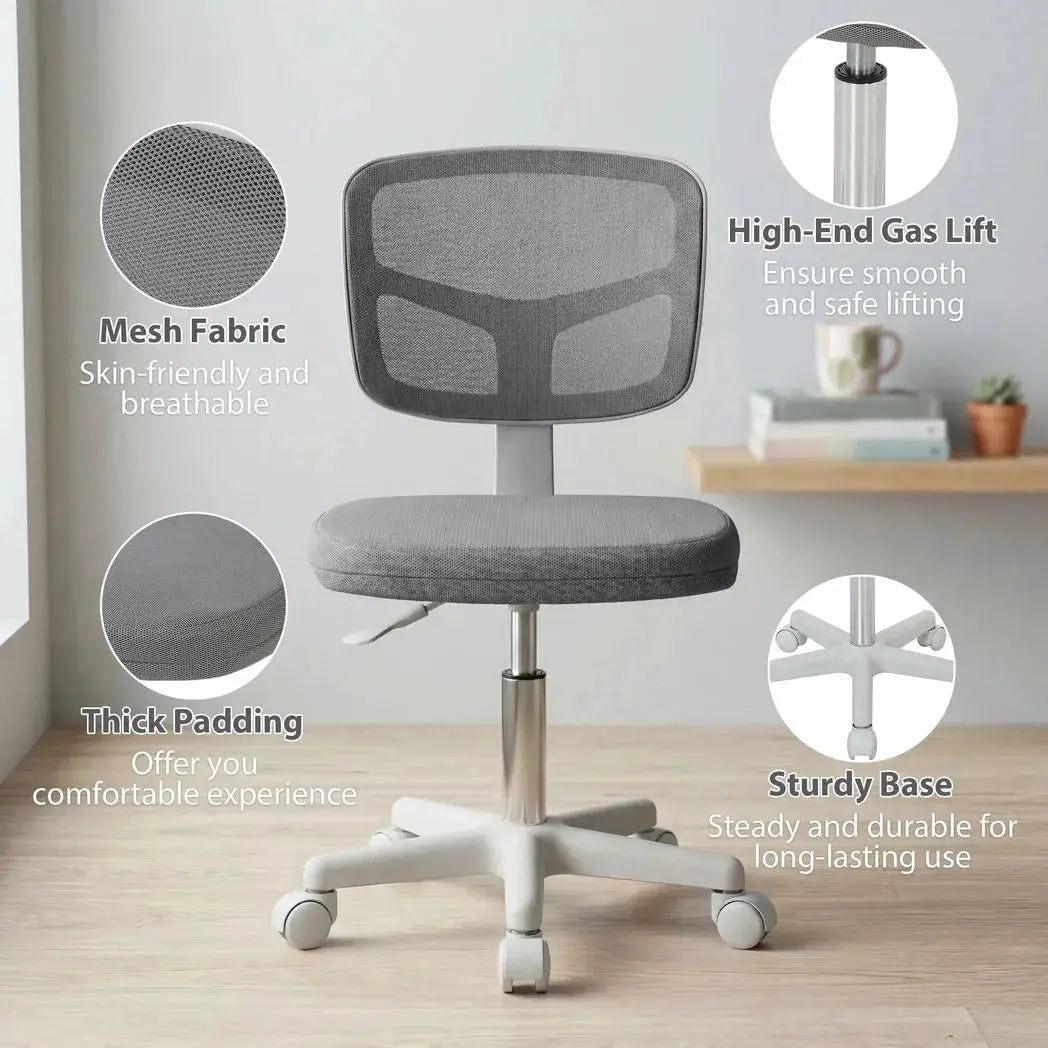 Vinsetto Small Office Chair without Arms, Ergonomic Swivel Mesh Desk Chair with Curved Back, Dark Grey - from Vinsetto