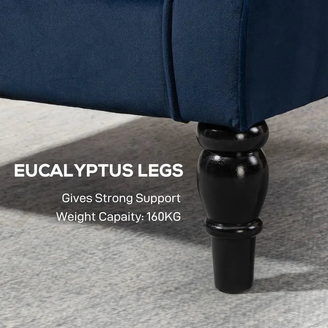HOMCOM Wingback Accent Chair, Retro Upholstered Button Tufted Occasional Chair for Living Room and Bedroom, Dark Blue - from HOMCOM