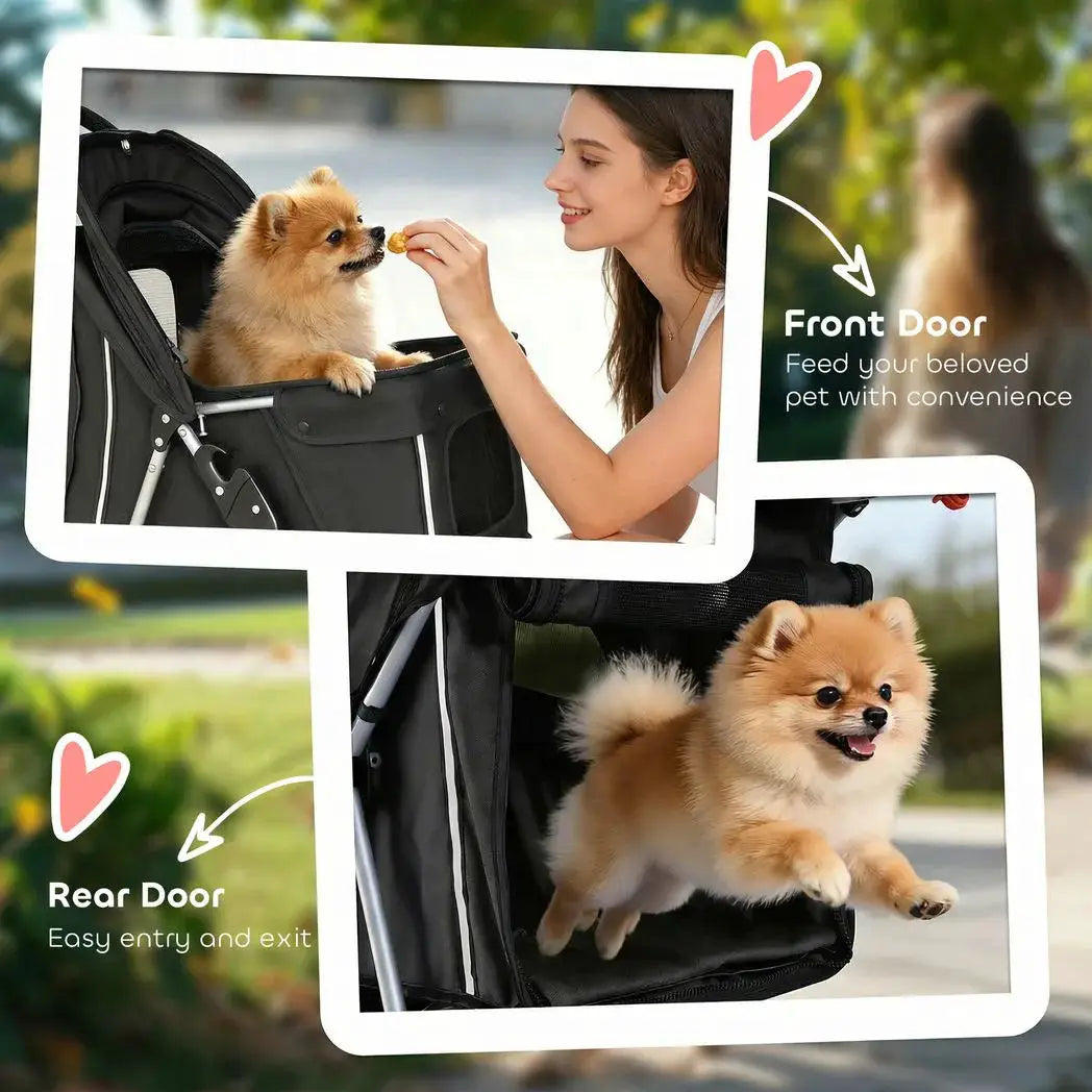 PawHut 3 Wheel Pet Stroller for Small and Miniature Dogs, Black - from PawHut