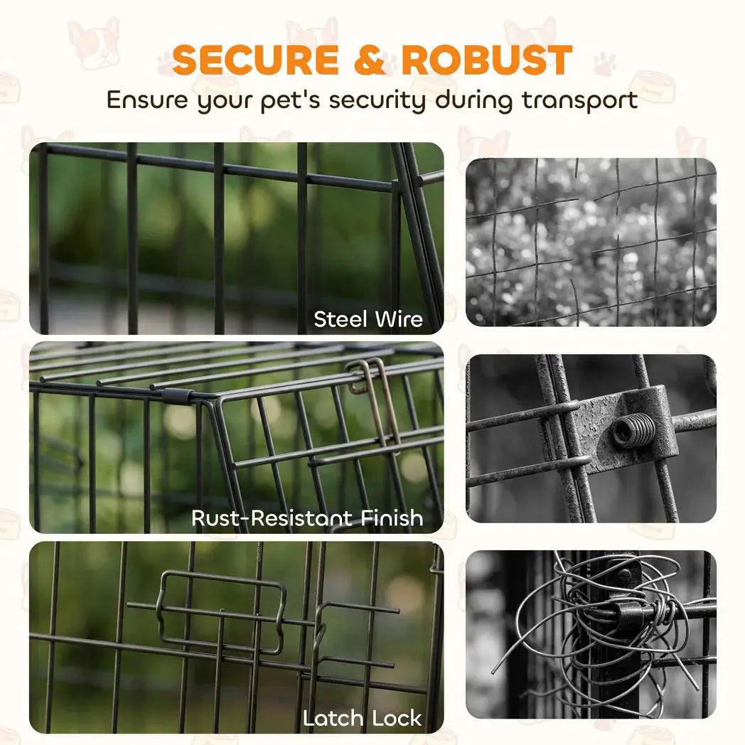 PawHut 35"(90 cm) Car Dog Crate Medium Large Collapsible Slanted Travel Dog Cage with Tray for Car Boot - from PawHut