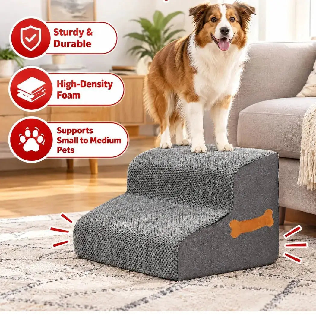 2Step Dog Stairs Pet For Bed Sofa Cats Ladder Ramp With Removable Cover Portable - from N/A