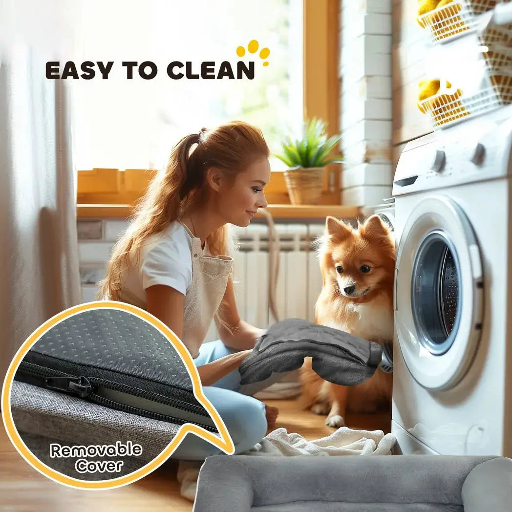 PawHut Dog Sofa Bed, Washable Pet Bed with Removable Cover and Non-Slip Bottom for Cats and Small Dogs, Grey - from PawHut