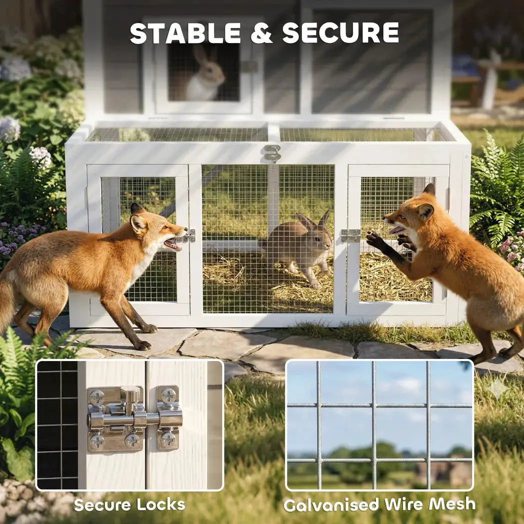 PawHut Wooden Rabbit Hutch, Indoor Outdoor Bunny Cage with Waterproof & Openable Roof, Pull Out Tray and Ramp, Guinea Pig Hutch - from PawHut
