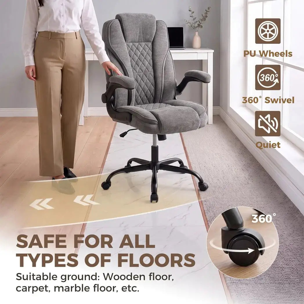 HOMCOM Office Chair, Ergonomic Desk Chair with Flip-up Armrest, Pocket Springs, Swivel Wheels, Adjustable Height, Dark Grey - from HOMCOM