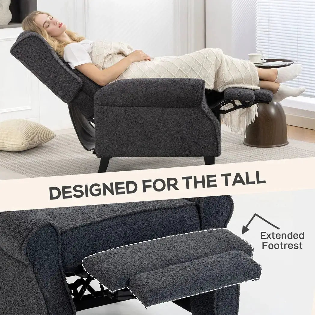 HOMCOM 132° Recliner Armchair, with Extended Footrest - Dark Grey - from HOMCOM